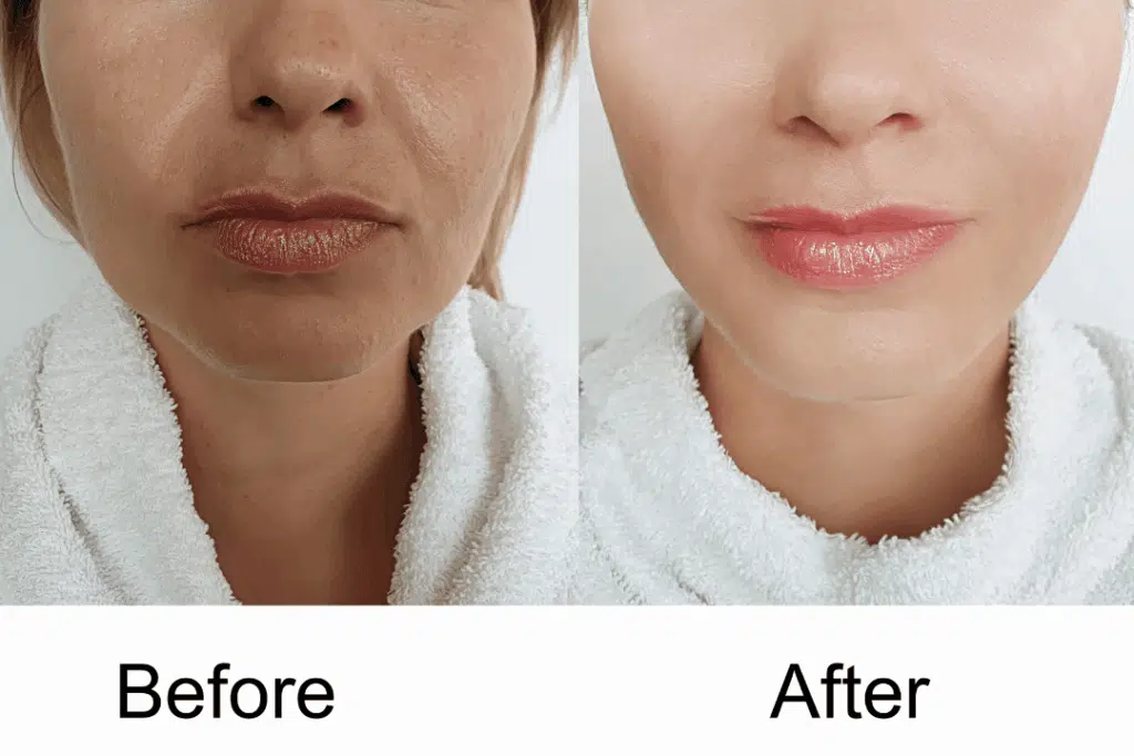 Before and after non-surgical jaw alignment results