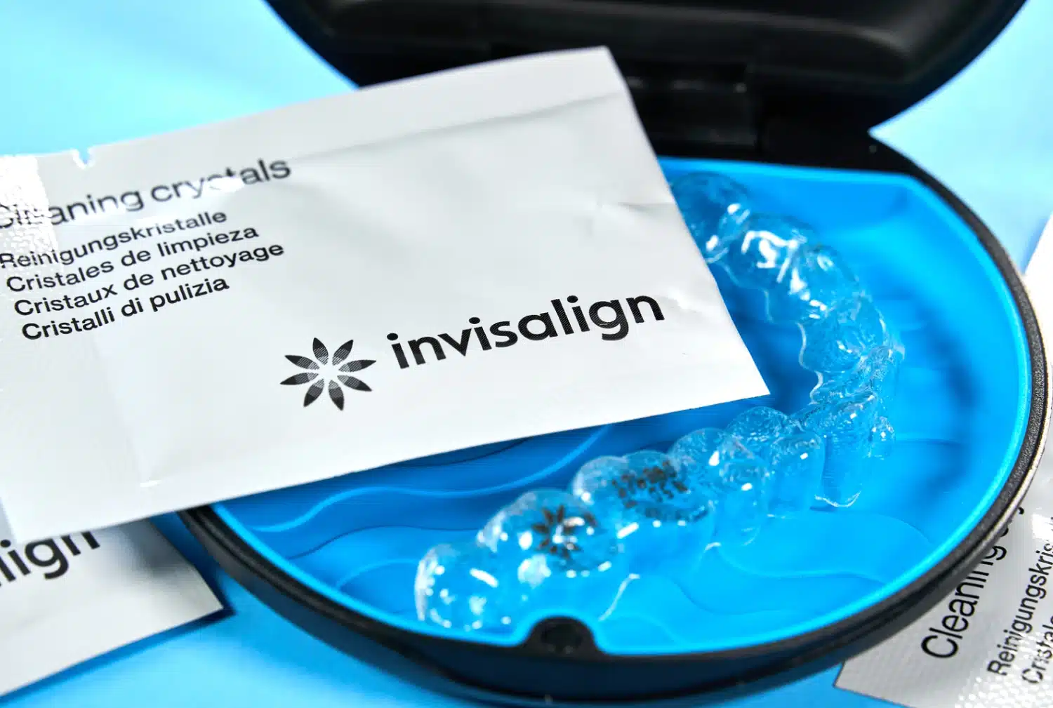 invisalign-aligners-with-cleaning-crystals-in-box Invisalign aligners with cleaning crystals in box